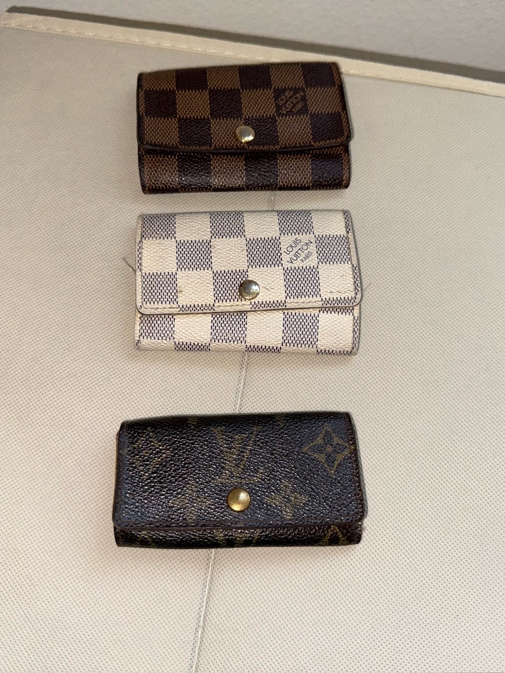 6 Key Damier Azur/Ebene & 4 Key Monogram Louis Vuitton Holder 3 Set